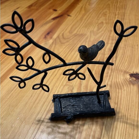 Jewelry Tree Earring Necklace Hanger Holder w/ Ring Dish Tray Black Bronze Metal - Picture 3 of 6